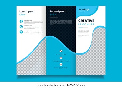 Professional design three fold blue business brochure template design
