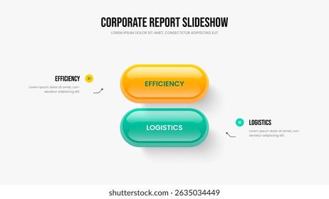 Professional Development 2 Element Infographic Frame Template. Business Solution Slideshow Layout Vector Illustration. Financial Plan Two Step Diagram Presentation Design.