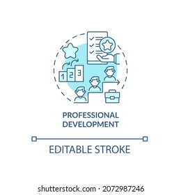 Professional development blue concept icon. Employees perks abstract idea thin line illustration. Meaningful expertise and experience. Vector isolated outline color drawing. Editable stroke