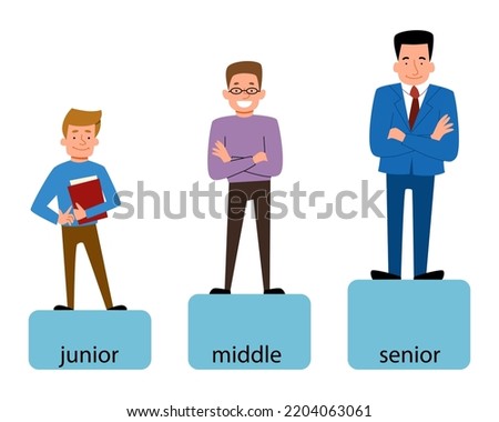 Professional development. A set of three characters of professional development at work.