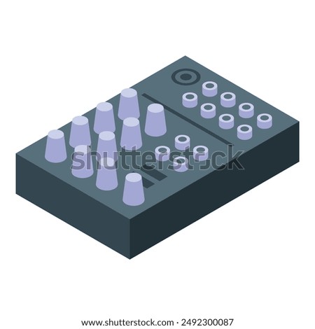 Professional digital audio mixer with faders and knobs for recording, broadcasting, television and radio program production
