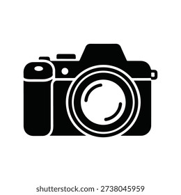 Professional digital camera icon for photography equipment and photojournalism media production