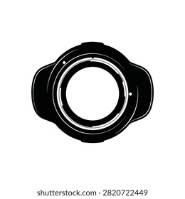 Professional digital camera lens mount vector icon silhouette