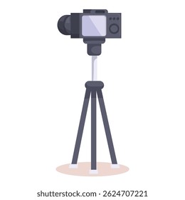Professional digital camera on a tripod, recording video or taking photos