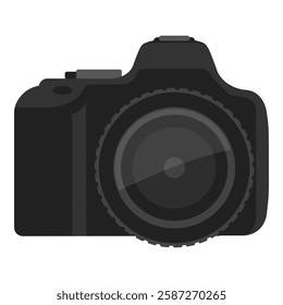 Professional digital camera for photography front view, isolated