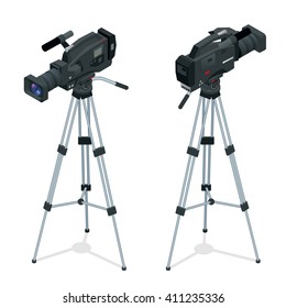 Professional digital video camera. Flat 3d isometric illustration. For infographics and design 