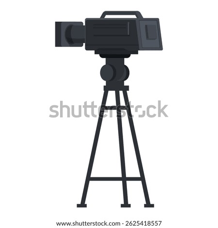 Professional digital video camera on tripod recording video content