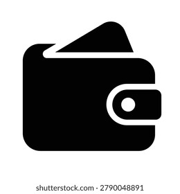 Professional digital wallet icon featuring a modern wallet design with banknotes for online payments and financial management. Ideal for fintech platforms, mobile banking apps, e-commerce websites, digital payment systems, personal finance tools, accounting software, and cashless transaction interfaces.