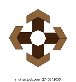 Professional dimensional arrowheads. Navigational direction Vector. Four 4 pointers. Comprehensive multi directional symbolisms. EPS 10.