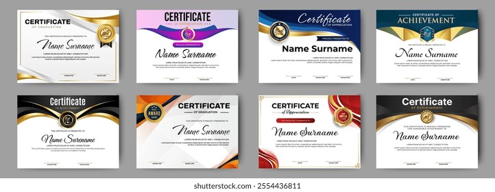 Professional diploma certificates template in premium style. vector eps 10	