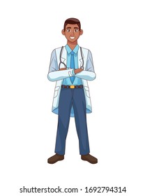 professional doctor afro avatar character icon vector illustration design