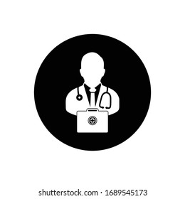 Professional Doctor Button Icon. Editable Vector EPS Symbol Illustration. 