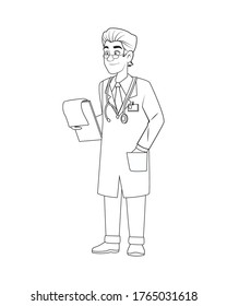 professional doctor with checklist character vector illustration design
