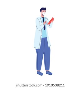 professional doctor with checklist standing character vector illustration design