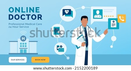 Professional doctor giving medical advice and prescriptions online, online doctor concept