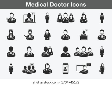 Professional Doctor Icons. Editable Vector EPS Symbol Illustration.