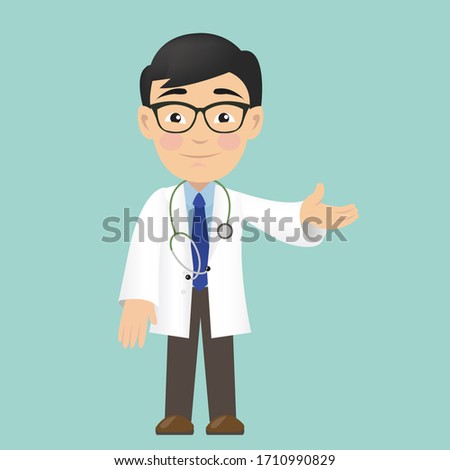 Professional Doctor Isolated Green Background, Vector Illustration