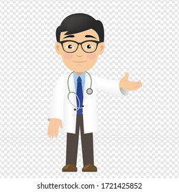 Professional Doctor Isolated Transparent Background, Vector Illustration