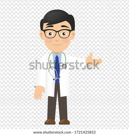 Professional Doctor Isolated Transparent Background, Vector Illustration