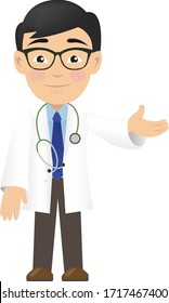 Professional Doctor Isolated White Background, Vector Illustration, Vector Illustration