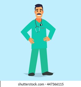 A professional doctor on a highlighted background. Character healthcare concept - vector illustration