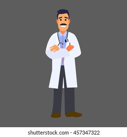 A professional doctor on a highlighted background. Character healthcare concept - vector illustration