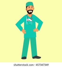 A professional doctor on a highlighted background. Character healthcare concept - vector illustration