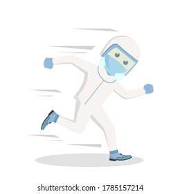 professional doctor with personal protective equipment run