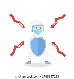 professional doctor with personal protective equipment defense from virus