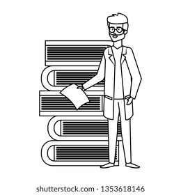 professional doctor with pile books avatar character