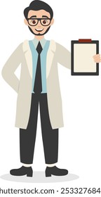 Professional Doctor Pose Illustration Isolated on White Background. Vector Character with Minimalist Cartoon Style.