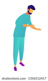 Professioneller Arzt, der sich hinabgebogen und untersucht, winzige Menschen isometrische 3D-Illustration. Ärztlicher Dienst und Zahnarzt, Therapeut und Chirurg, Arztkonzept. Einzeln auf weißem Hintergrund.