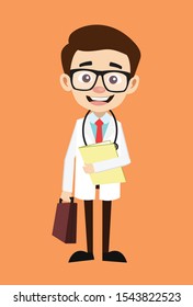Professional Doctor - Standing with File and Briefcase