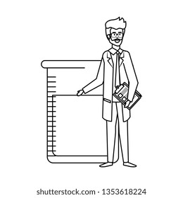 professional doctor with test flask avatar character