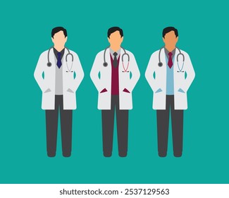 Professional Doctor Vector Illustration, Medical Expert Character Design for Healthcare, Clinic, and Hospital Use.