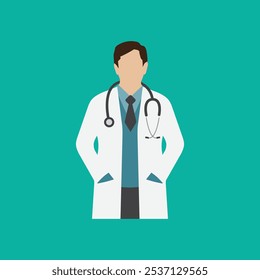 Professional Doctor Vector Illustration, Medical Expert Character Design for Healthcare, Clinic, and Hospital Use.