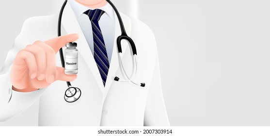 A professional doctor who has holds the research medicine and develop medicine vaccine, the concept of drug treatment and immunization of the anti-virus coronavirus - COVID-19 in humans. Vector