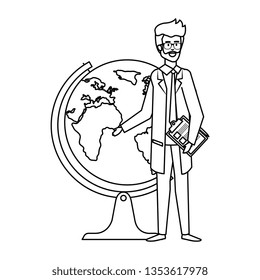 professional doctor with world planet avatar character