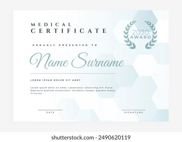 professional doctors achievement certification template design vector