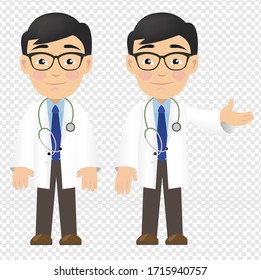 Professional Doctors Isolated Transparent Background, Vector Illustration