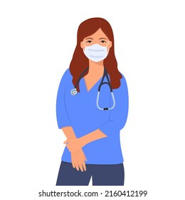 Professional doctors and nurses in masks.Vector illustration in flat style.