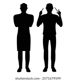 Professional Doctors Silhouettes in Medical Uniforms