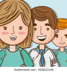 professional doctors with stethoscope and uniform specialist