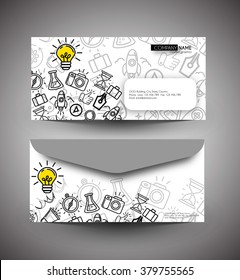 Professional doodle envelop Blank stationery and corporate identity templates.