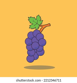 Professional drawing of a bunch of grapes with biting and grape leaves on a beautiful background