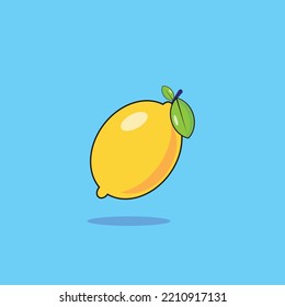 Professional Drawing Of A Lemon In Adobe Illustrator On A Light Blue Background