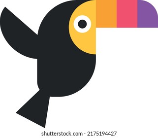 Professional drawing of a toucan bird in illustrator on a white background