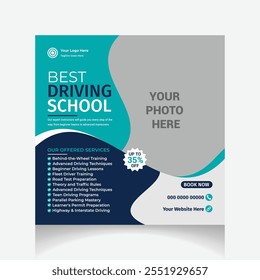 Professional Driving School social media post design template