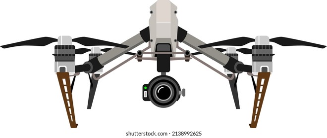 Professional Drone With 4K High Definition Camera For Ariel Video Recording And Photography - Fully Editable Vector Illustration