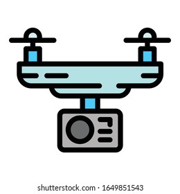 Professional drone camera icon. Outline professional drone camera vector icon for web design isolated on white background